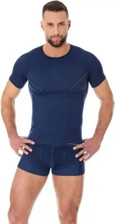 Bluzë termike Brubeck Active Wool për meshkuj, me mëngë të gjata, për gjithë sezonin, blu navy, L