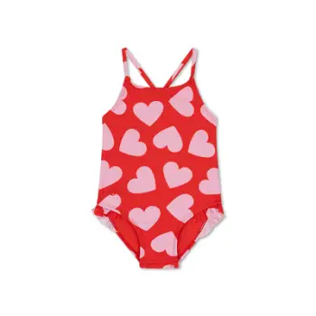 Swimsuit | Hearts Red | për vajza pa mëngë 110/116
