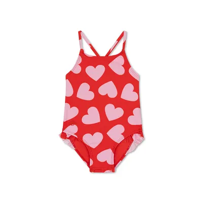Swimsuit | Hearts Red | për vajza pa mëngë 122/128 - 1