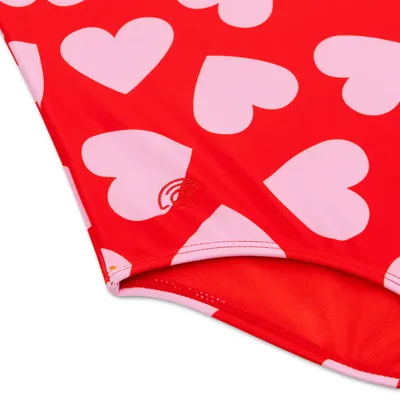 Swimsuit | Hearts Red | për vajza pa mëngë 122/128 - 2