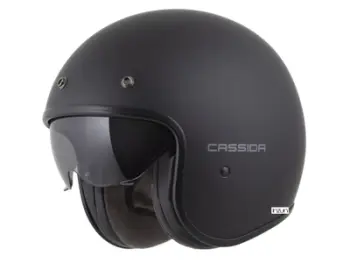 Helmetë moto CASSIDA Oxygen 2.0 Solid, open face, vizor dielli, e zezë mat gri e errët