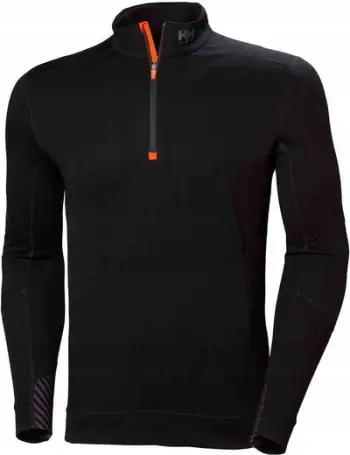 Bluzë termike Helly Hansen Lifa Merino Zip, me zinxhir, e zezë