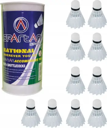 Shuttlecock badminton Spartan Oge, set 10 copë, i bardhë