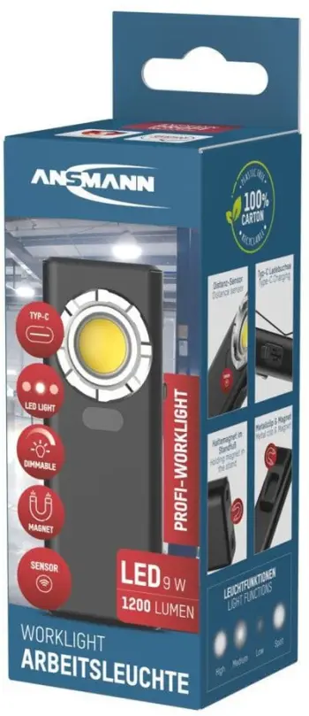 Dritë pune LED ANSMANN WL1200R Sensor, 1200 lm, 12 W, e zezë