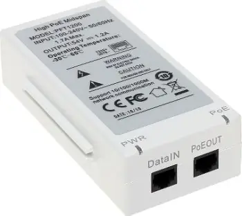 Switch PoE Dahua PFT1200, 1x 10/100/1000 Base T, Hi PoE 60W, gri