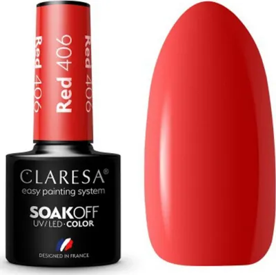 Llaka xhel për thonj Claresa SoakOff Rainbow Explosion RED 406, UV LED, 5 g, e kuqe - 1