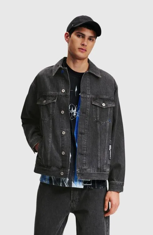 klj relaxed print denim jacket - 4