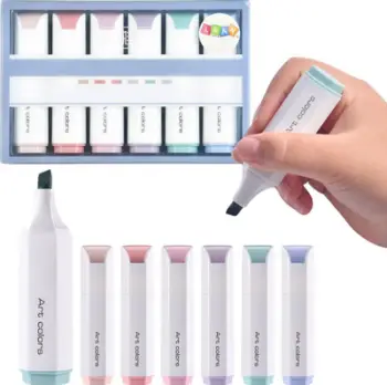 Set mini markerë fluorescent, 6 copë, ngjyra pastel të buta