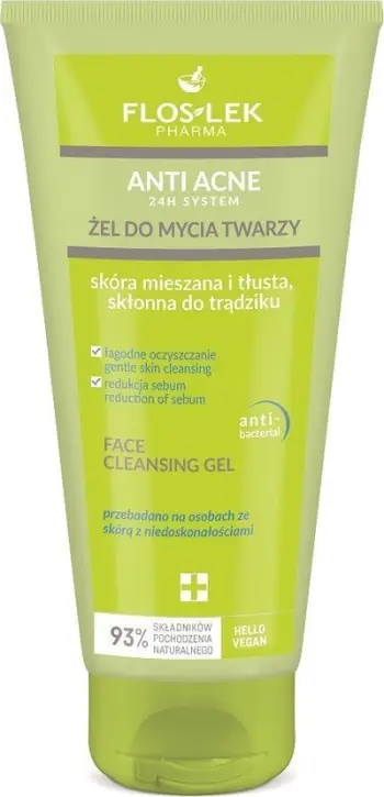 Xhel pastrues fytyre Floslek Anti Acne 24h System, për lëkurë me akne, 200 ml