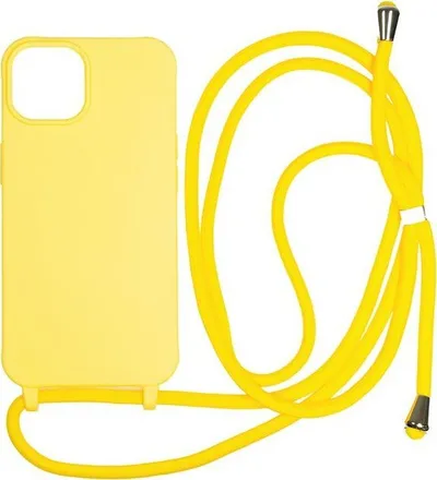 Maskë me rrip Mobile Origin Lanyard Case për iPhone 14, TPU, e verdhë - 1