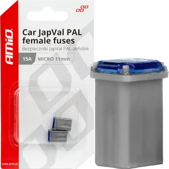 Siguresa makine AMiO Car Fuse Japval Pal, 15A, micro 11mm, set 2 copë