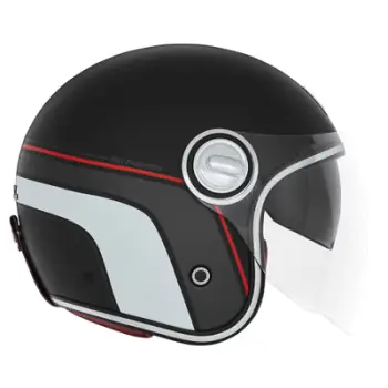 Helmetë moto Nox Premium Heritage, polikarbonat, diellzë e brendshme, e zezë