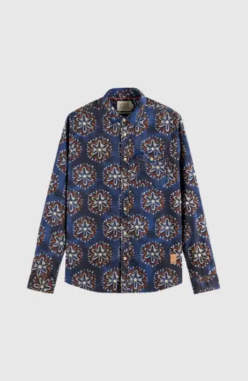 washed aop poplin shirt