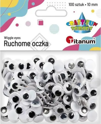 Sy plastikë Titanum Eyes, 10mm, 100 copë, të bardhë
