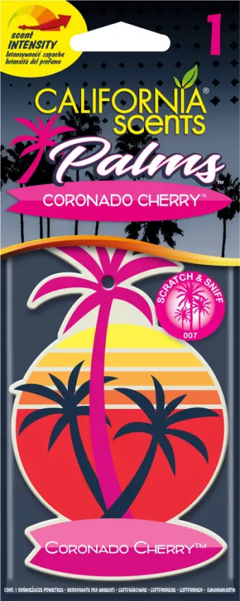 Aromatizues varese për veturë California Scents Coronado Cherry, erë qershie, afatgjatë, i kuq