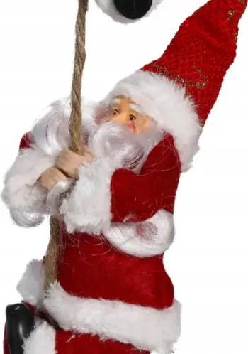 Garlandë Krishtlindjesh Atmosphera Christmas Garland Climbing Santa Claus With Rope, 110cm, dekor me Babagjysh, e kuqe