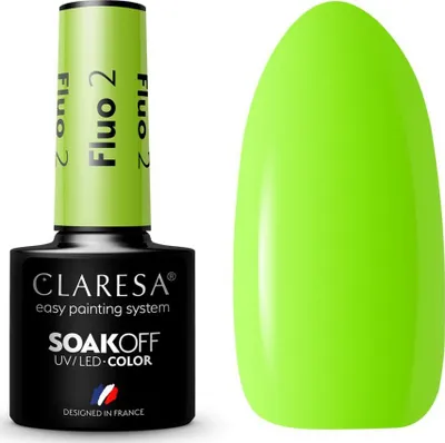 Llakk xhel për thonj Claresa SoakOff Fluo Shade 2, UV/LED, 5 g - 1