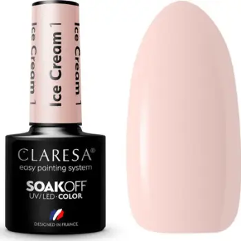 Llakk xhel për thonj Claresa SoakOff Ice Cream Shade 1, UV LED, 5 g