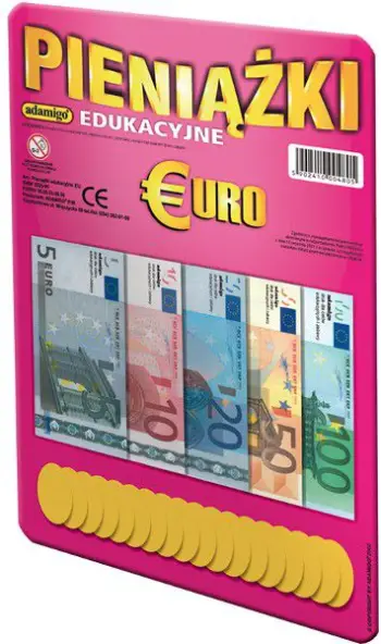 Set monedhash edukative Adamigo Euro, kartëmonedha dhe monedha, shumëngjyrëshe