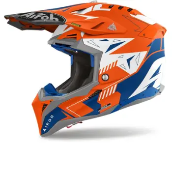 Helmetë motocross Airoh Aviator 3 Spin, XL, mat portokalli neoni blu bardhë
