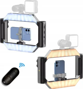 Dritë video Ulanzi U-Rig, LED 2 në 1 ring light me dorezë, telekomandë wireless, e zezë