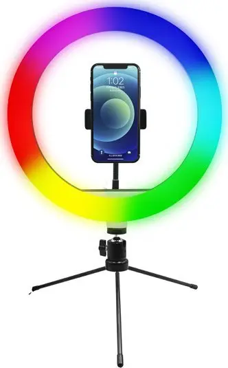 Dritë unazore Powerton WPRL1RGB, 10", LED RGB, me triped