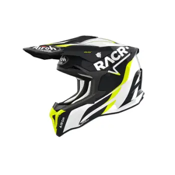Helmetë motocross Airoh Strycker Racr, madhësia XL, zi bardhë verdhë