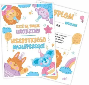 Diploma ditëlindjeje LearnHow A5, printim dyanësh, set 5 copë, shumëngjyrëshe