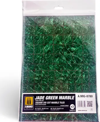 Pllaka dekorative Green Stuff World Jade Green Marble, katrore, shkallë diorama, jeshile