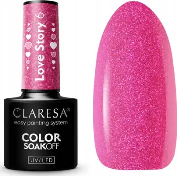 Llaku xhel për thonj Claresa SoakOff UV LED Love Story Shade 6, 5g, me shkëlqim