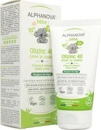 Krem kundër irritimit të pelenës Alphanova Bebe Olizinc 40, 50 g
