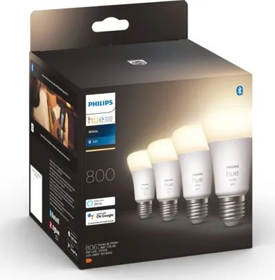 Set llamba inteligjente Philips Hue E27, 9W, dritë e bardhë, 4 copë - 2