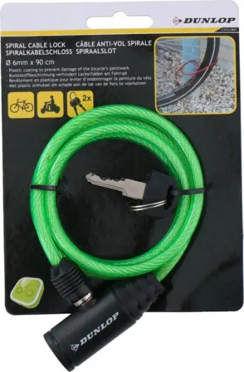 Dry biçiklete Dunlop Spiral, kabllo çeliku 6mm, 90cm, jeshil