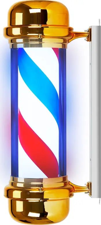 Tabelë berberi LED BB-02, cilindër rrotullues, montim në mur, ngjyrë ari