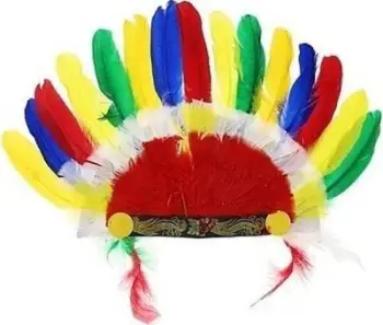Kapele kostumi Apache Headdress, pendë shumëngjyrëshe, me shirit elastik