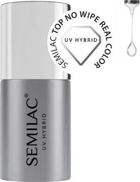 Top coat Semilac Top No Wipe, për manikyr hibrid, 11ml, transparent - 1
