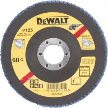 Disk flap DeWALT DT3266 QZ, 125mm, granulim 60, paketë 10 copë