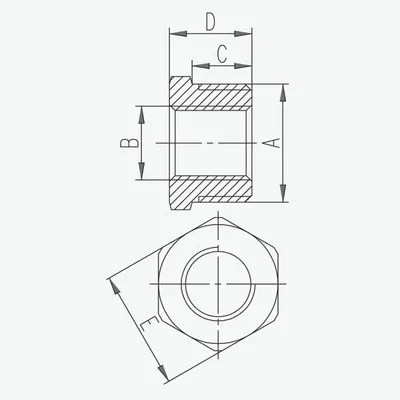 Reduktim bronzi Ferro R06Z, 1", 1/2", i verdhë - 2