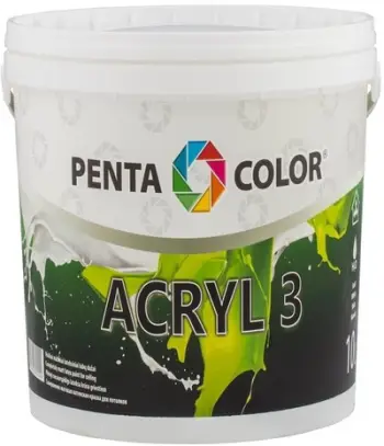 Bojë akrilike Pentacolor Acryl 3, 10L, për mure të brendshme, e bardhë