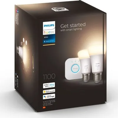 Set ndriçimi smart Philips Hue Starter Kit, Bridge, 2 llamba E27 9.5W, dritë e bardhë e ngrohtë - 2