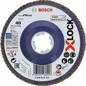 Disk gërryes Bosch X-LOCK, K40, 125mm