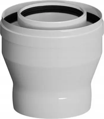 Reduktim oxhaku Ricom REDUCTION PP AL, 60/100 në 80/125, plastikë PPs me shtresë metalike, i bardhë