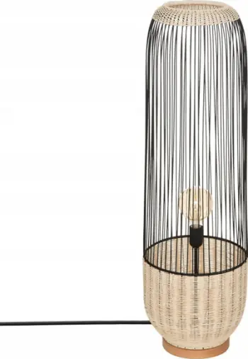 Llambë dyshemeje Atmosphera Anea, metal dhe dru, H95 cm, e zezë