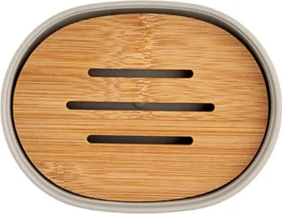 Sapunierë bambu Soap Dish, 13 x 9.5 x 2.5 cm, gri kafe - 1