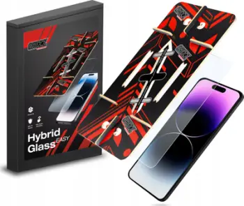 Mbrojtës ekrani Grizz HybridGlass Easy Glass për iPhone 14 Pro Max, xham hibrid, mbulim i plotë, transparent
