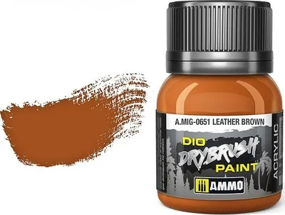 Bojë akrilike për modelizëm Ammo 0651 Drybrush, 40ml, Leather Brown - 2