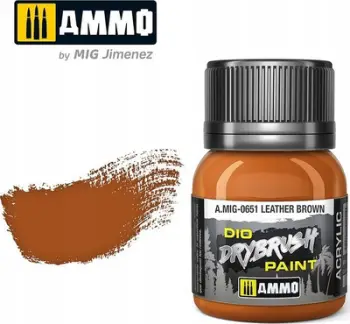 Bojë akrilike për modelizëm Ammo 0651 Drybrush, 40ml, Leather Brown