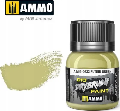 Bojë akrilike për modelim Ammo 0632, Drybrush, Putrid Green, 40ml - 1