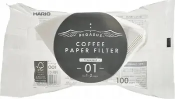Filter letre për kafe Hario Pegasus 01, 100 copë, i bardhë