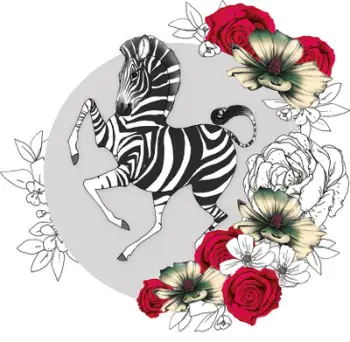 Kartolinë Clear Creations CL1425 Zebra Flowers, katrore, kristal Swarovski, shumëngjyrëshe